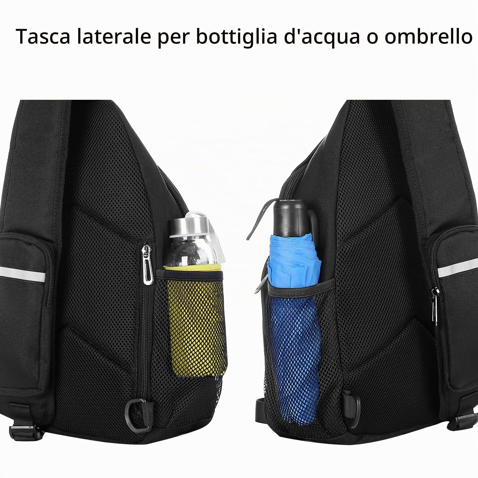MOSISO Zaino Monospalla a Tracolla per Uomo Donna, Zaino Viaggio e Escursionismo, Borsa Petto con Tasca Quadrata Anteriore e Porta Ricarica USB