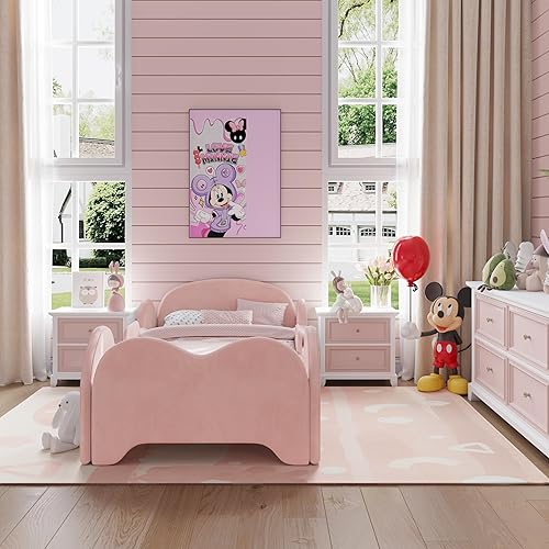 Miniatura 6 de Cama para niños, cama de inundación para niños pequeños con mayor seguridad, tamaño estándar para cuna, camas de tela certificada, diseño bajo al