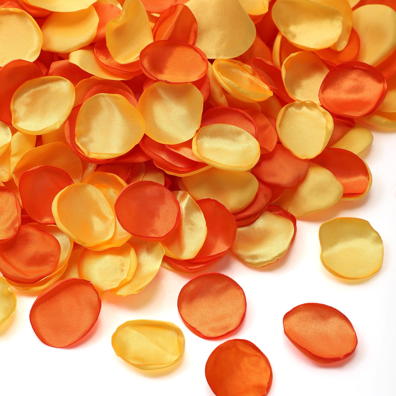 600 Pcs Silk Rose Petals Artificial Flower Petals for Wedding Flower Girl Basket Aisle Scatter Dinner Table Centerpieces Party Bridal Shower Romantic Night Decor (Persimmon Orange,Bright Marigold)