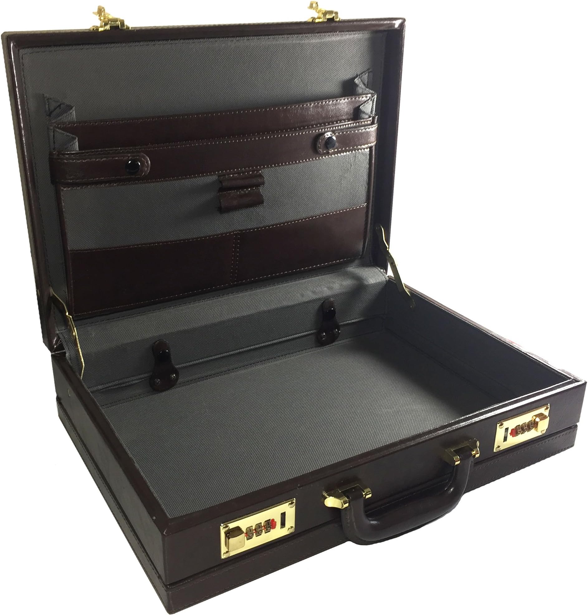 Freelogix Executive Faux Leather Briefcase Laptop Hand Luggage Pilot Case - Brown