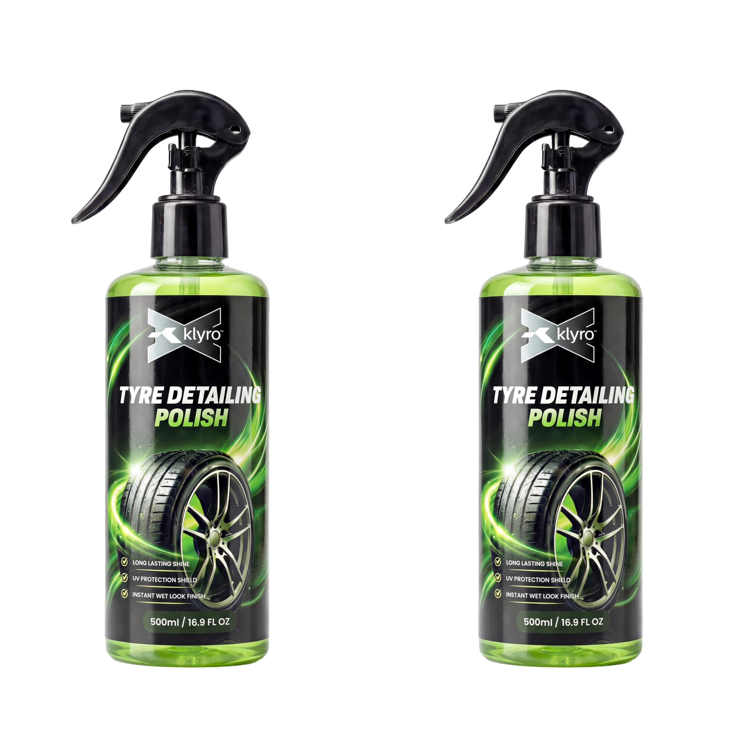 Tyre Polish Spray – Tire Shine & Dressing for Cars, Bikes & SUVs, Wet Look Finish, UV Protection Rubber Tire Care (500 ml (Pack of 2))-image-23