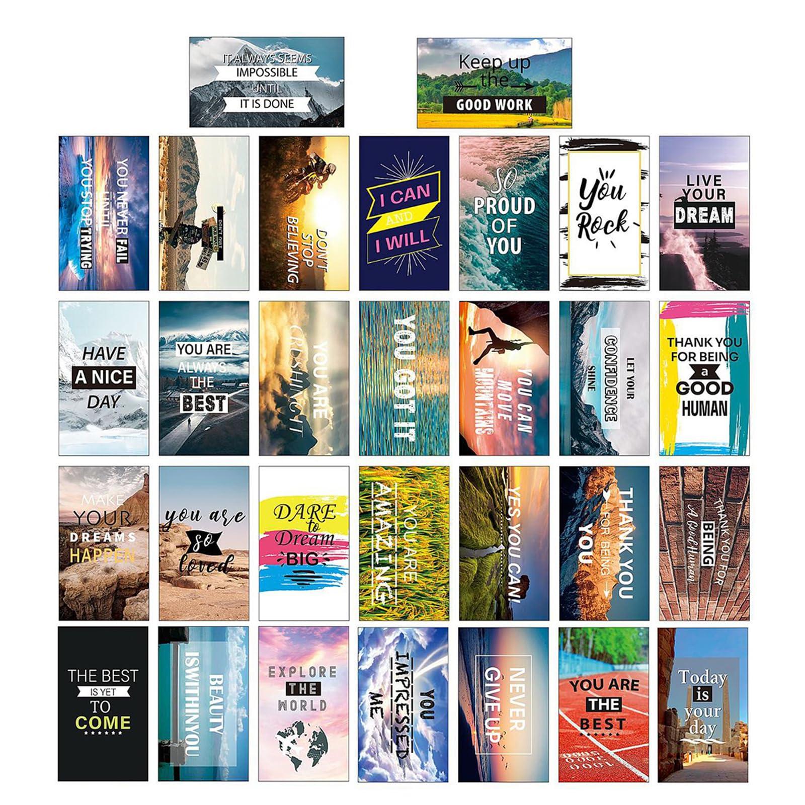 Uraoiac 30 PCS Motivational Encouraging Inspirational Bookmarks,Printing Paper Bookmarks Inspirational Book Markersfor Primary Middle High Reading Students, Book Lovers (2” x 3.5”)