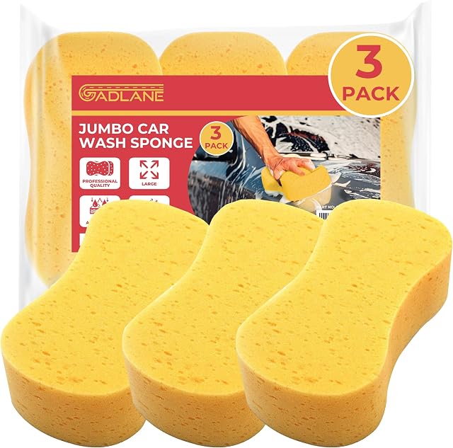 GADLANE  Car Sponges For Car Cleaning - 3 PCS Car Sponge Set for Car Exterior & Window Washing - Large Sponges Pack Of 3