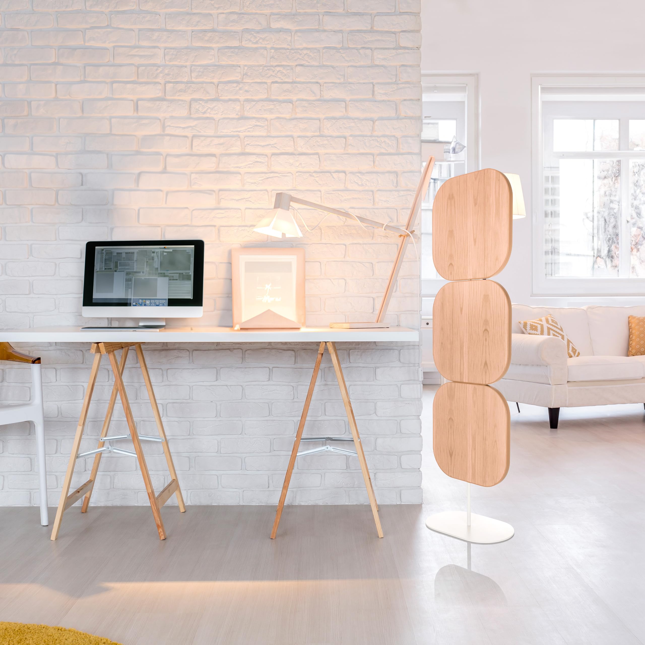 hjh OFFICE Akustiktrennwand in Holz-Optik FLEXMIUT W Trennwand Raumteiler freistehend, dekorativer Sichtschutz für Büro Wohnbereich