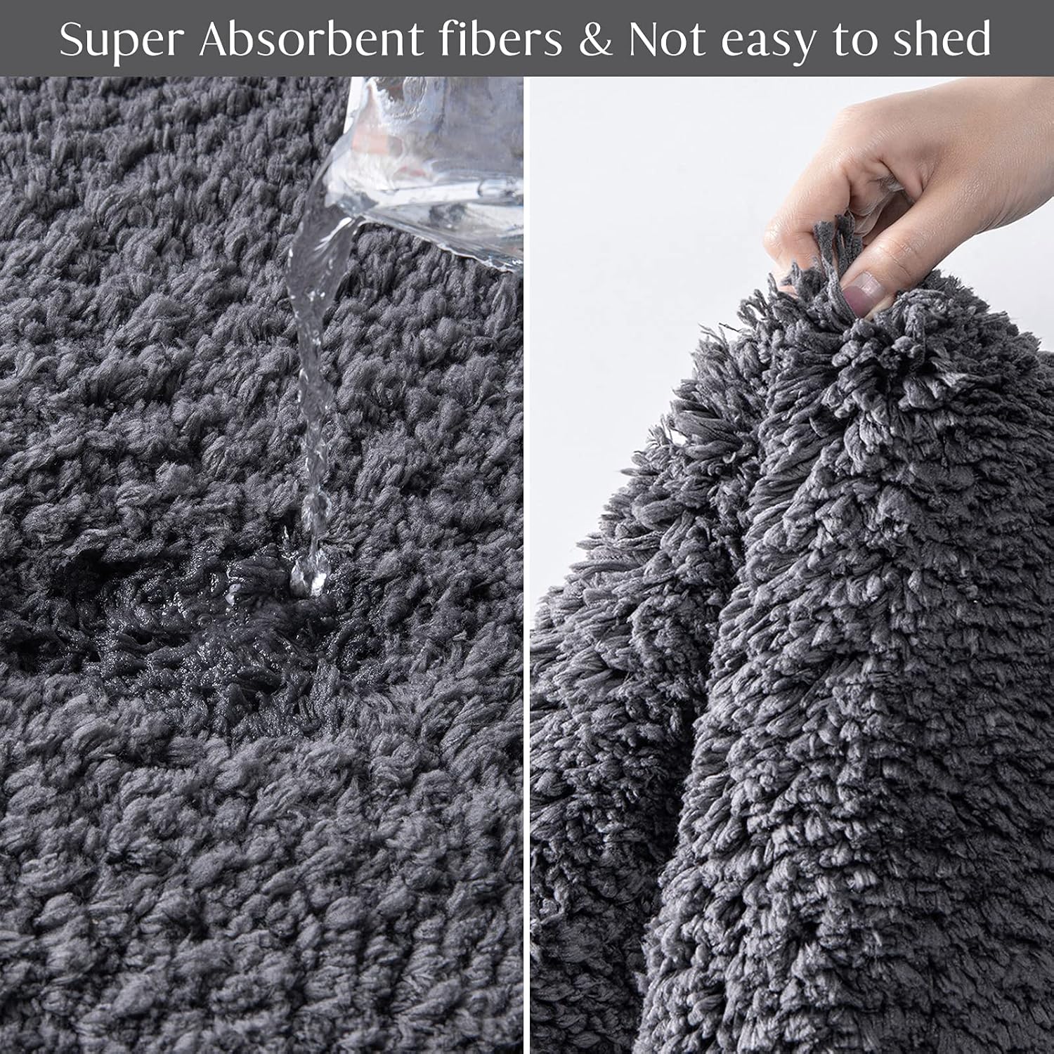 Ashler Runners Bathroom Rugs Long Non Slip Rug Sets 2 Piece, Dark Grey Water Absorbing Bath Mat Ultra Soft Shower Rugs, Plush Machine Washable Bathroom Carpet, 24 x 36 & 24 x 72 inches