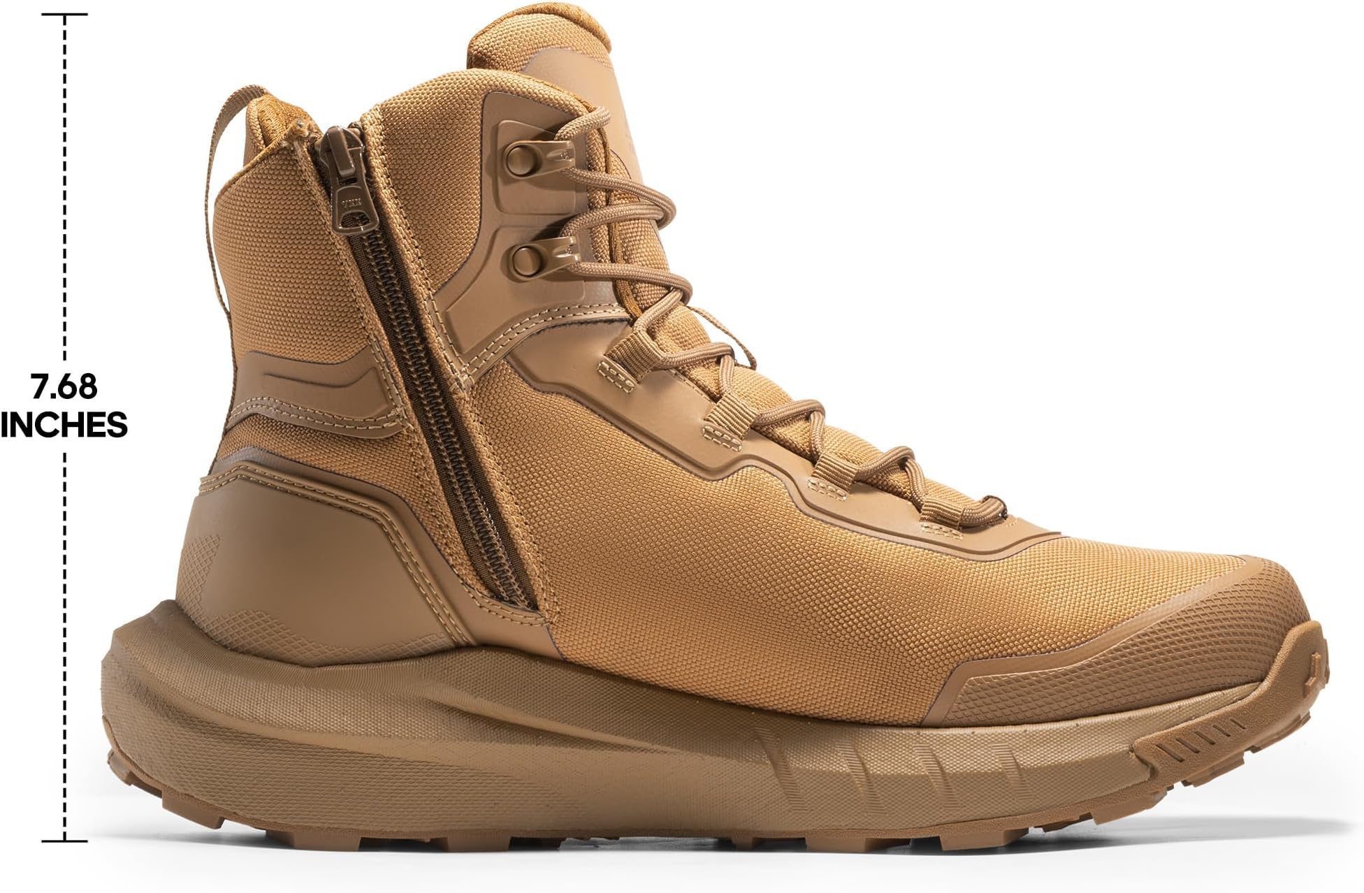 NORTIV 8 Men's Tactical Hiking Lightweight Cushion Sole for Work All Day Side Zipper Motorcycle Combat Military Boot Arch Support 8 Inches Terrascope