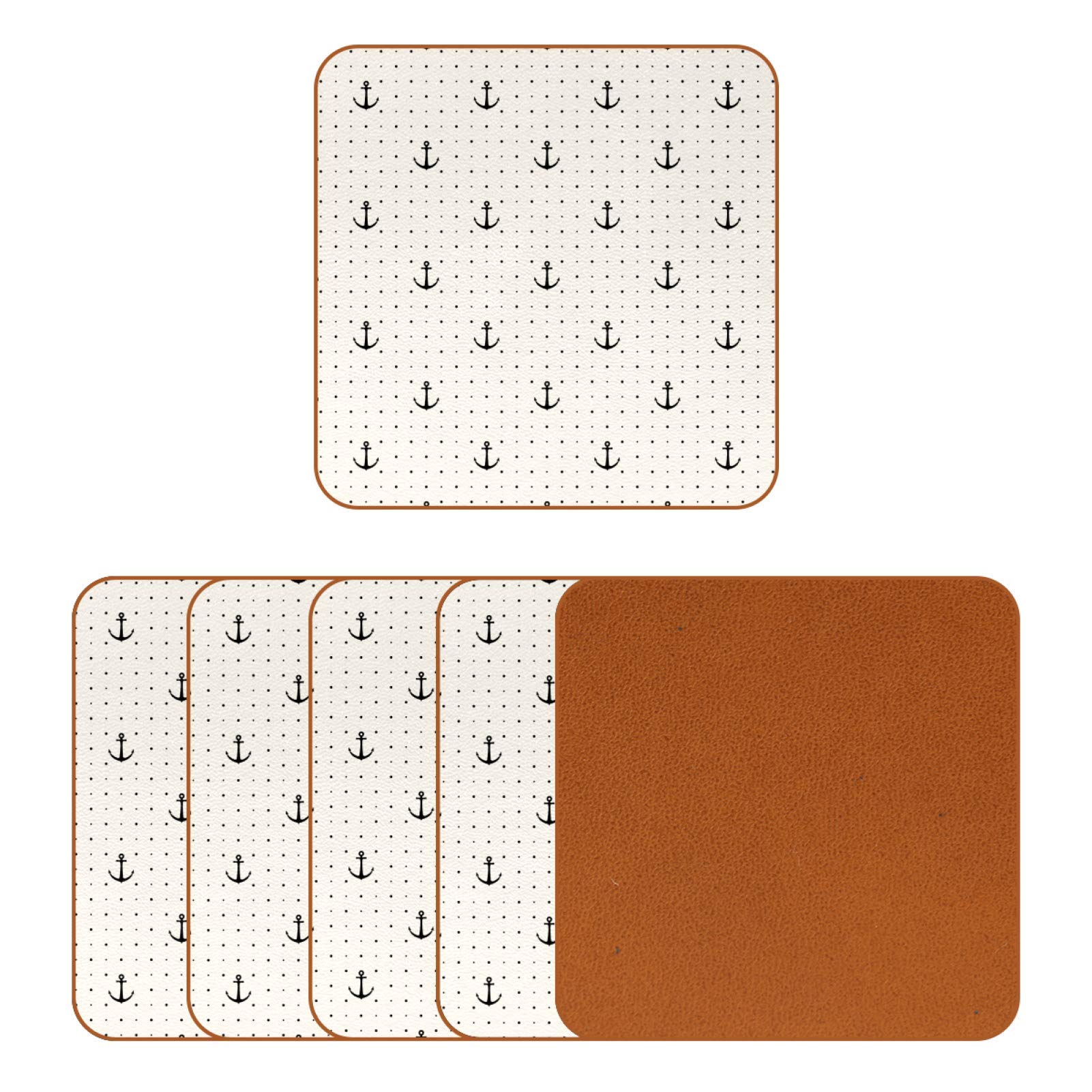 Set di 6 sottobicchieri per bevande, in pelle, per caffè, birra, tè, tazze, protezione da tavolo, decorazione per cucina e bar - divertente cane carlino