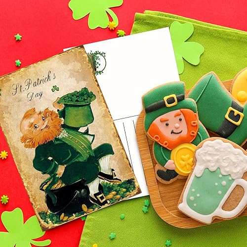 Miniatura 6 de Nuanchu 80 tarjetas vintage del día de San Patricio a granel de 4 x 6 pulgadas, trébol verde, postales del día de San Patricio, tarjetas de