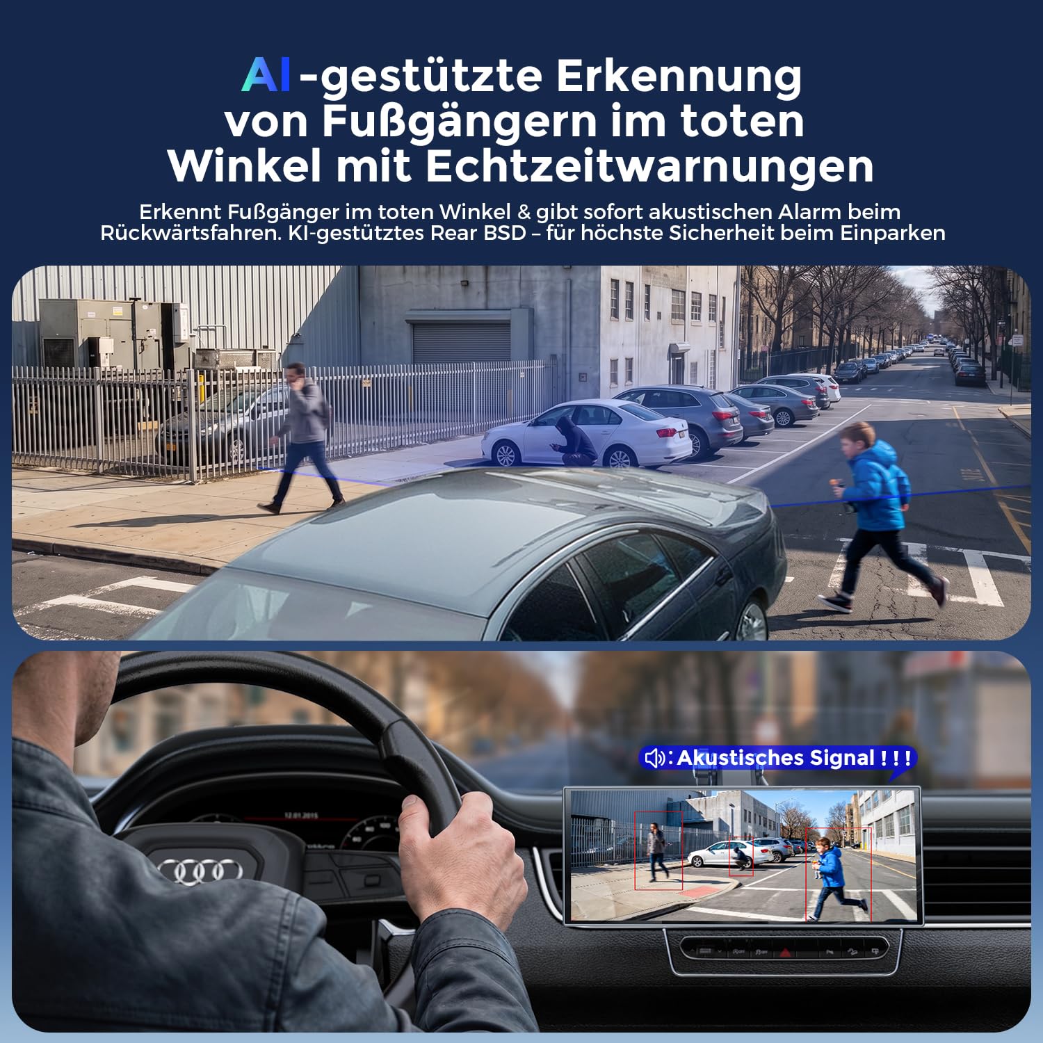 Avylet 10,25" CarPlay Display mit KI BSD,4K Front+HD Rückfahrkamera Dual Dashcam & 64GB Karte, kabelloses CarPlay & Android Auto, 60FPS 1920x720P, Mirror Link, GPS, Sprachsteuerung, Bluetooth/AUX/FM