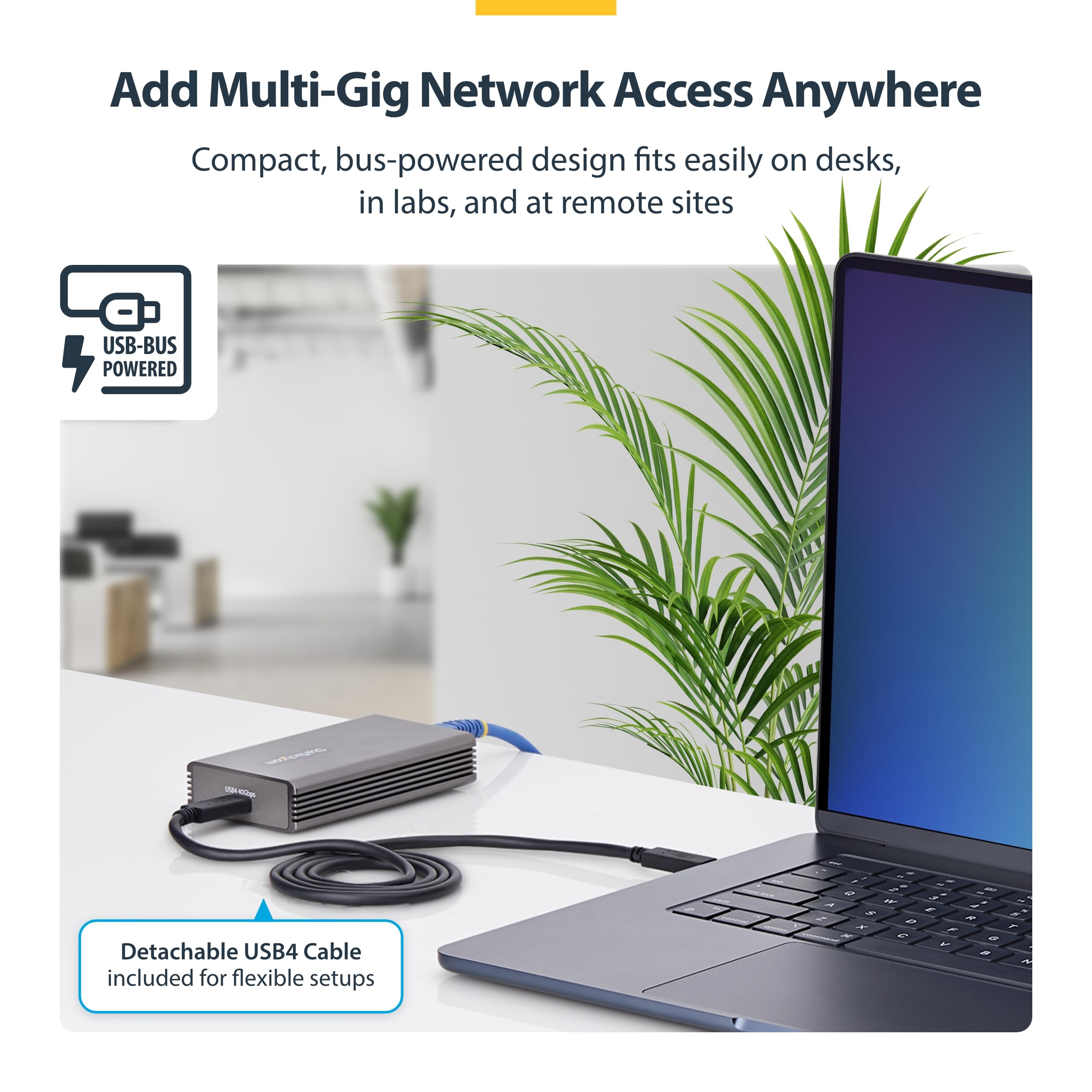 StarTech 10GbE USB4 Ethernet Adapter für Mac/Windows (USB4-10GBE-ETHERNET) | Thunderbolt 3/4/5 kompatibel, externe Netzwerkkarte, 10/5/2, 5/1Gbps, Wake-on-LAN, NBASE-T