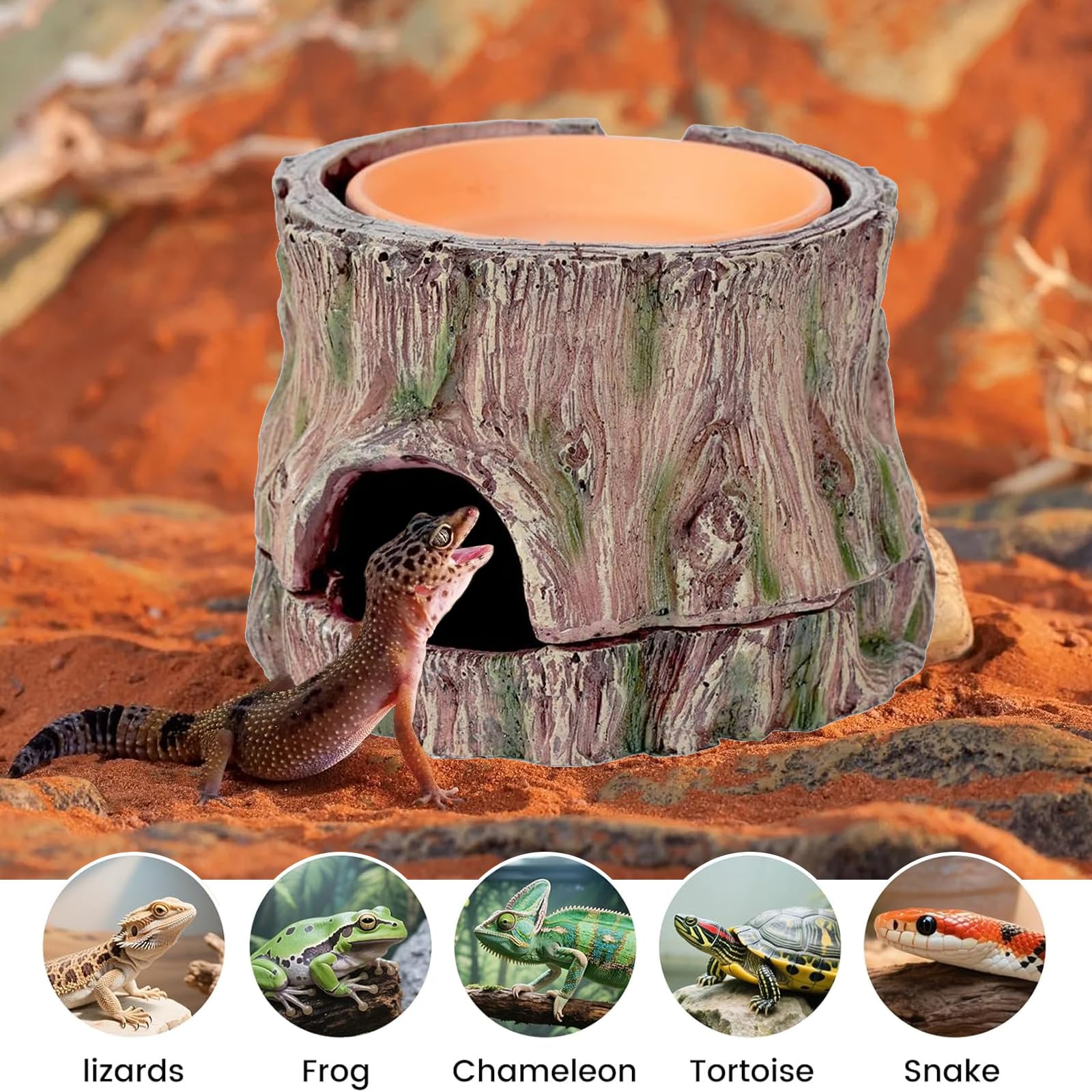 3 in 1 Rettile Hide Cave Reptile Shelter, Grotta 3 in 1 per Rettili, Grotte Lucertola Geco, Nascondere di rettili per Acquario, Casa, Studio, Piccoli Rettilis, Drago Barbuto, Geco Leopardo, Lucertola