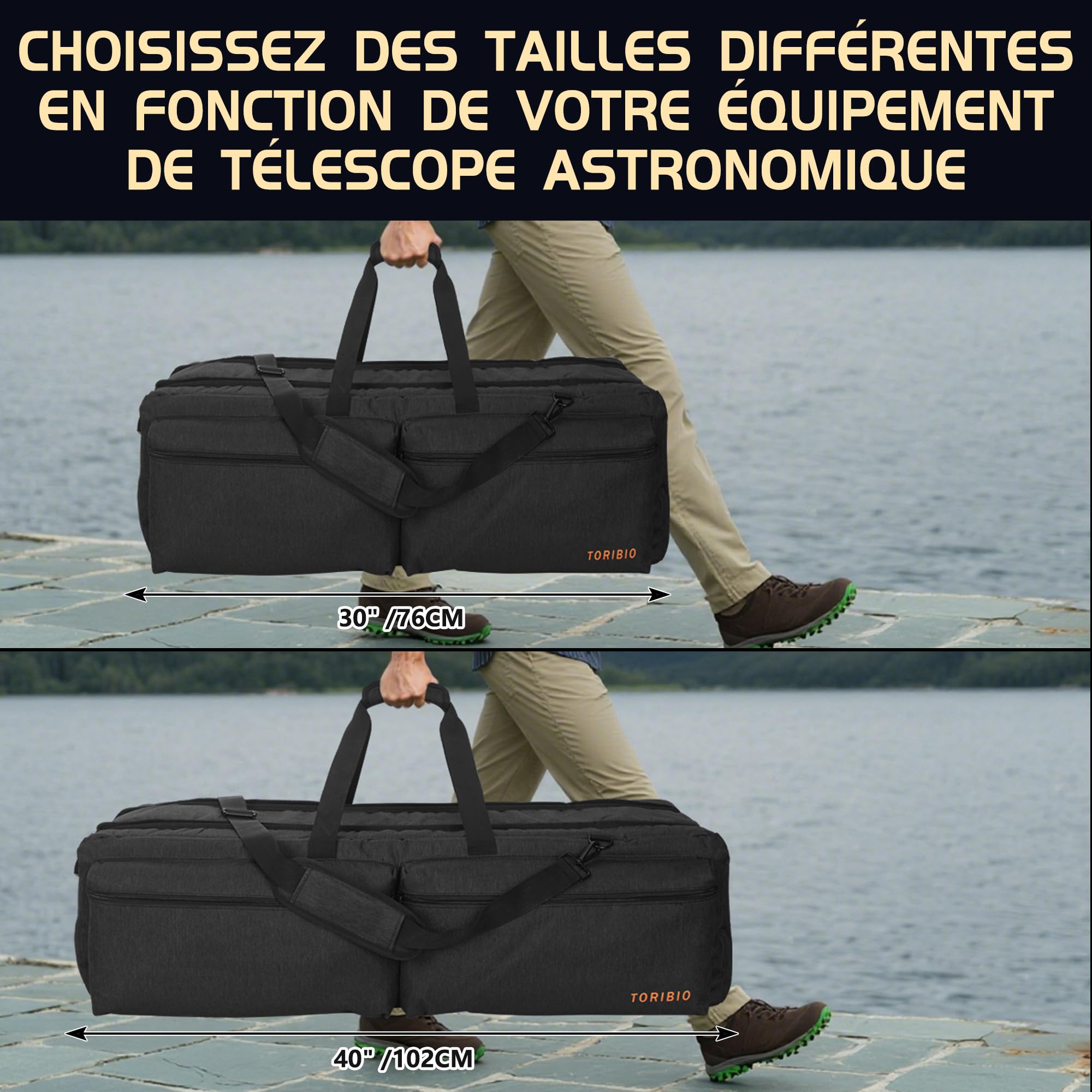 OUUTMEE 76CM Étui Rembourré pour Télescope, Sac de Transport pour Télescope avec Séparateurs Réglables et Poches pour télescopes, Montures, Trépieds et Accessoires (Noir)
