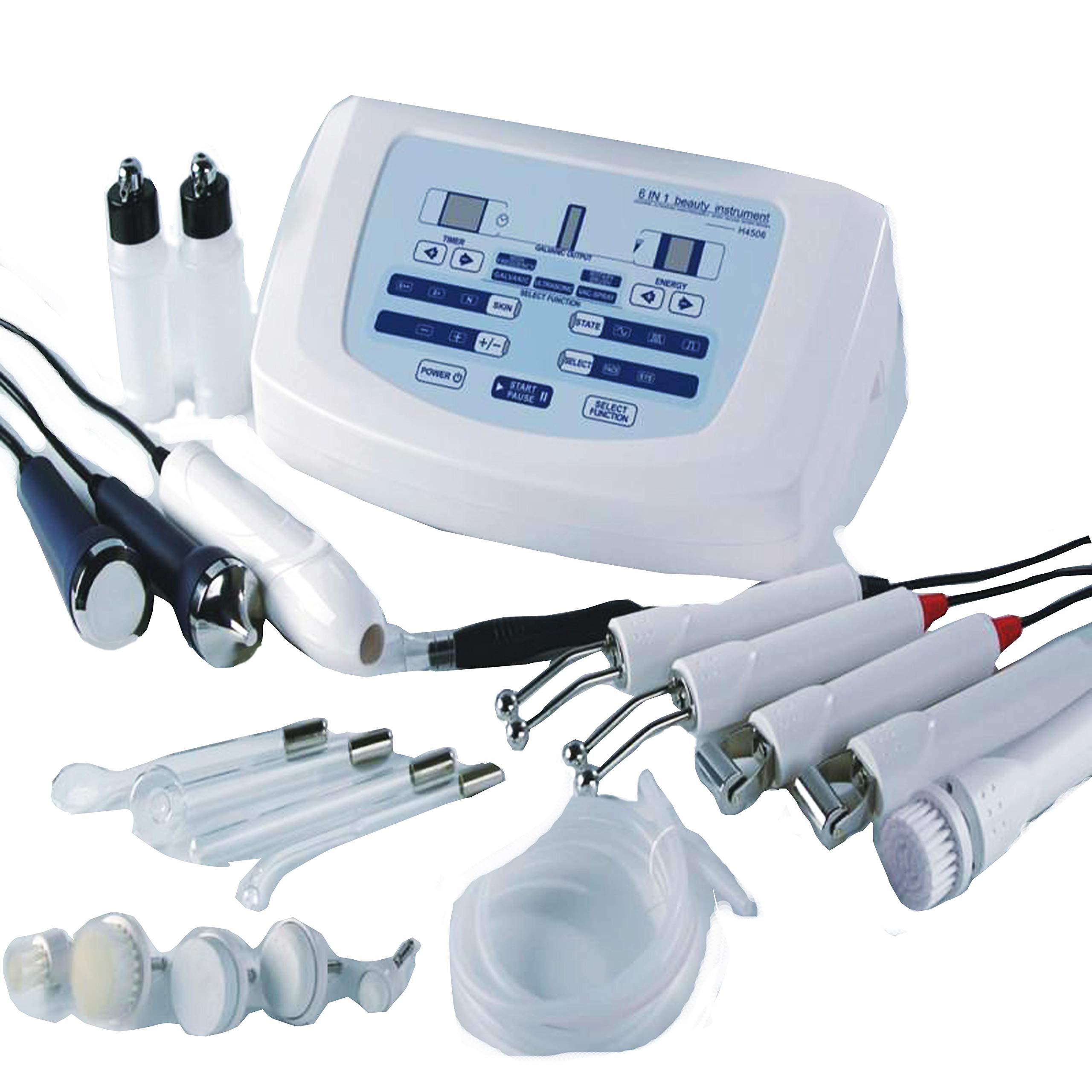 Portable multifunctional 6 in1 facial machine Ultrasonic High Frequency Brush Vacuum Galvanic Spray