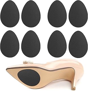 4 Pairs Shoe Grips for Heels, Self-Adhesive Anti Slip Sole Protectors, Black Rubber Non Slip Pads for Women's High Heels, Noise Reduction & Cushioning Enhancer