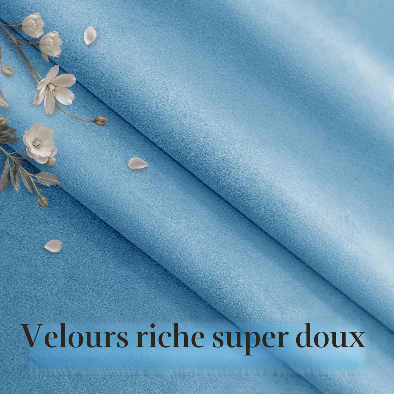 Ystyle Rideau Occultant Velours Lot De 2, 140x145cm, Bleu | Rideaux Salon Rideau Thermique Isolant Anti Chaud Intérieurs, Rideau Phonique Anti Bruit, Moderne Chambre Maison Dressing