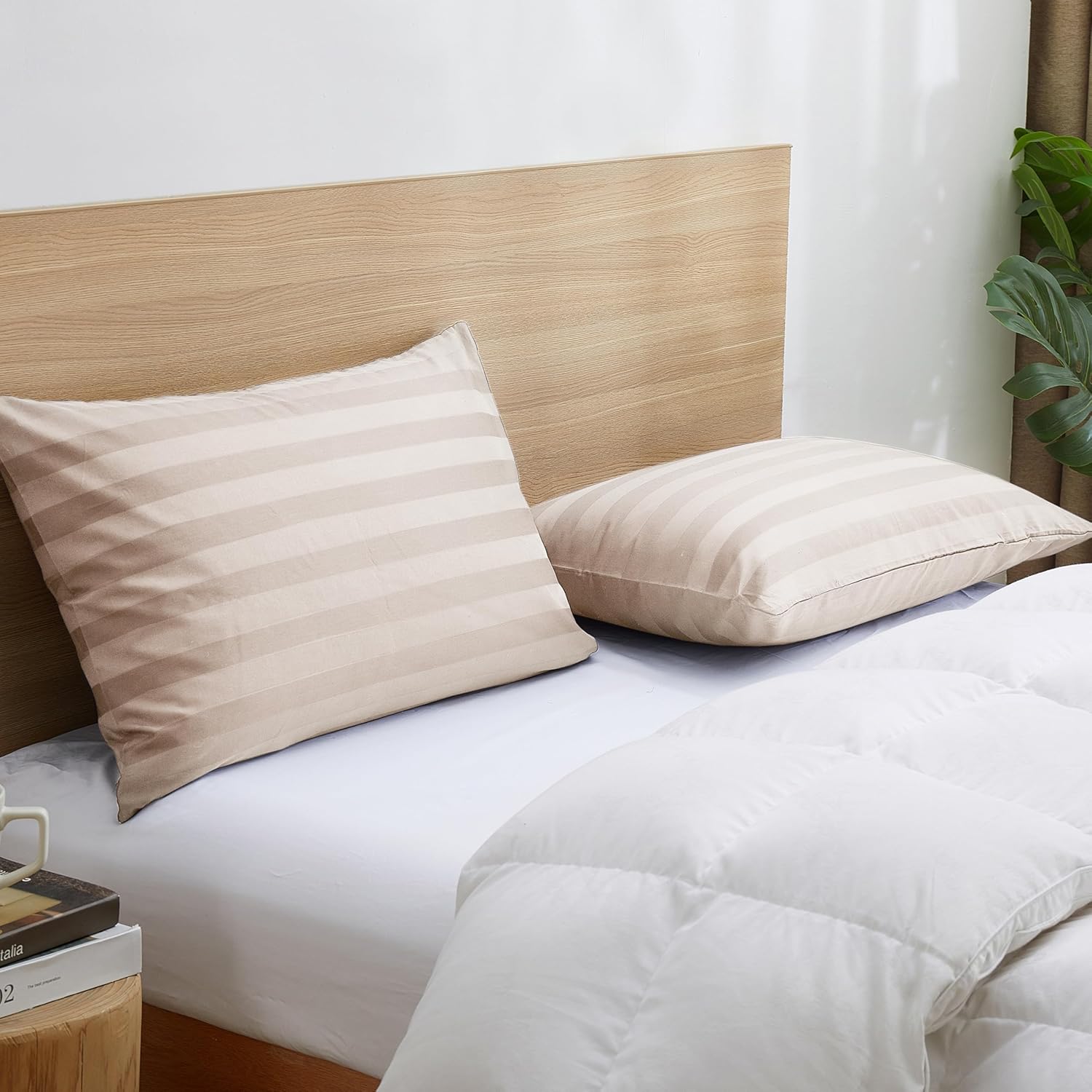Amazon.com: 100% Cotton Classic Pillow Protectors with Invisible Zipper ...