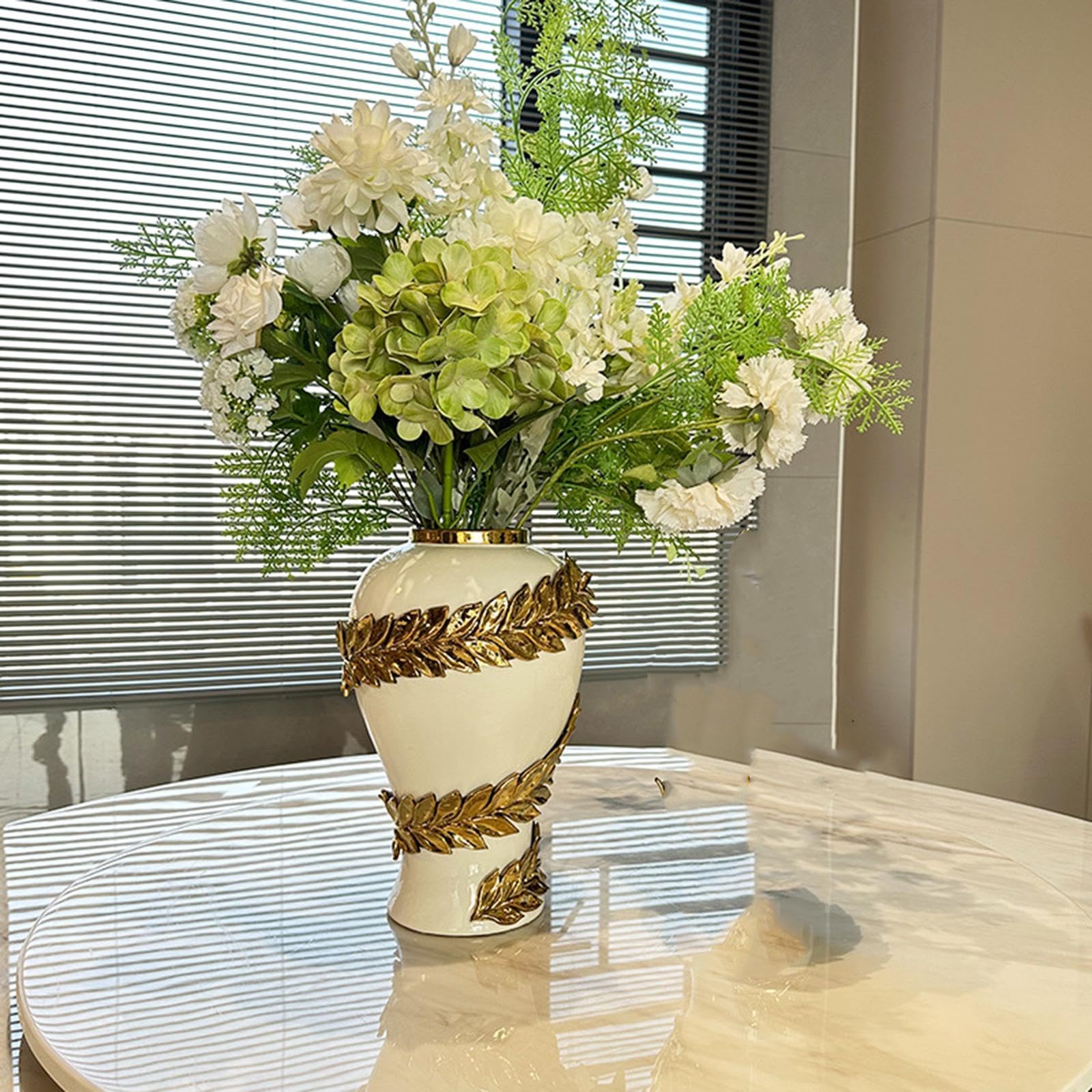 Vaso in Ceramica, Vaso in, Decorazione da Tavola, Vaso per Fiori, Contenitore per Riporre Oggetti, 18 cmx18 cmx35 cm
