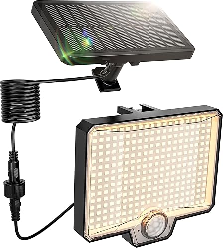 Reflectores solares para exteriores, 294 luces LED con sensor de movimiento, IP67 impermeable, luz de inundación solar para exteriores, ángulo de