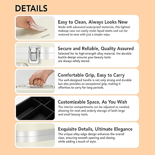 Miniatura 8 de Estuche de maquillaje iluminado, 4 - grande blanco, Estuche cosmético