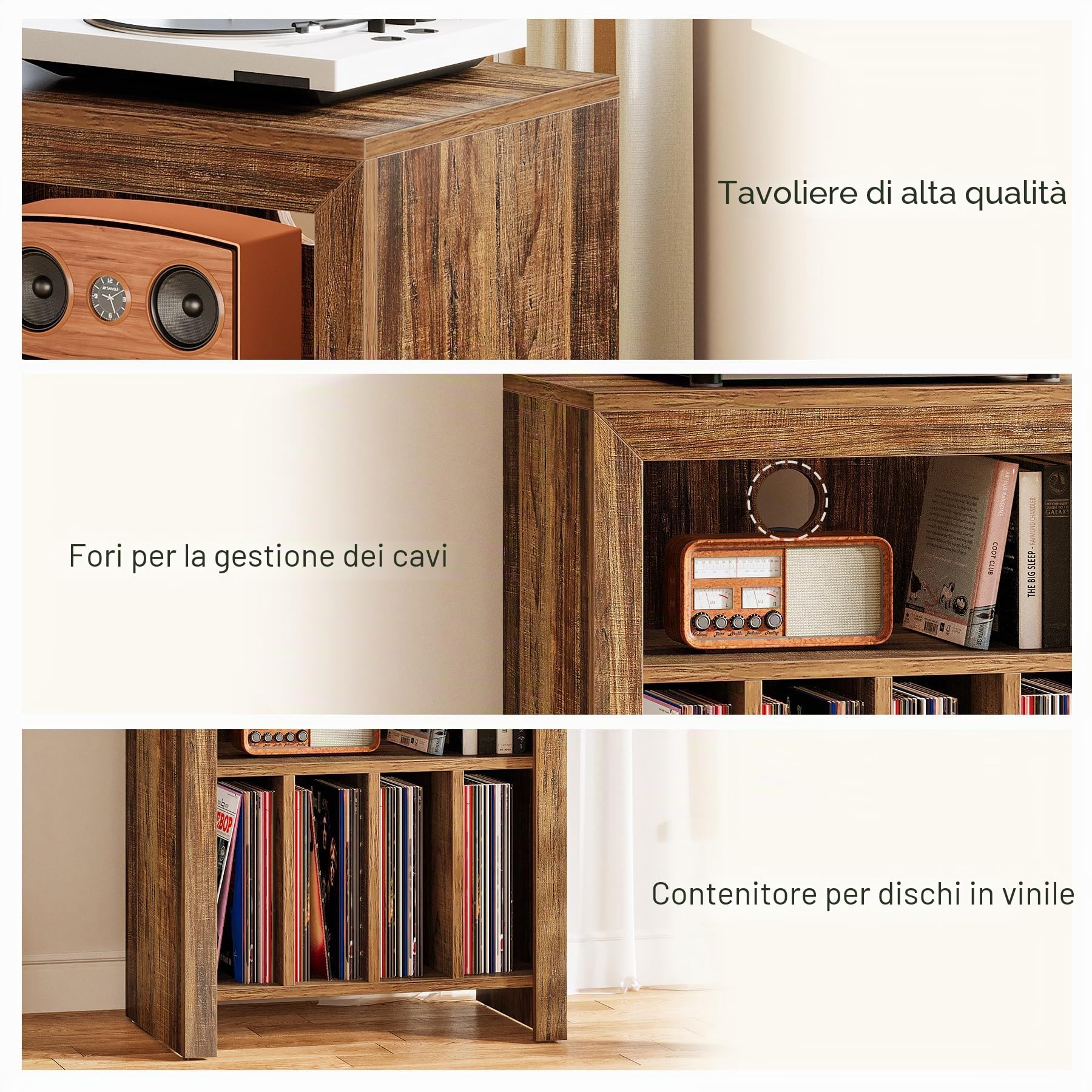 Tribesigns Armadio per giradischi industriale | Tavolino mobile, comodino e supporto multimediale per vinile e CD