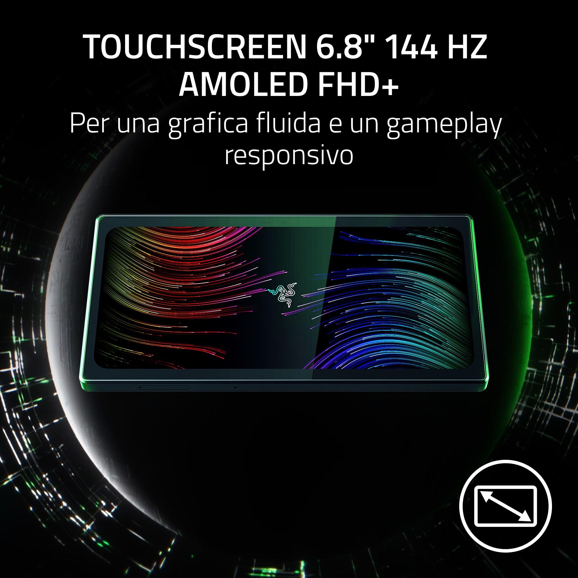 Razer Edge - Dispositivo Portatile per il Gaming su Android con Kishi V2 Pro (Qualcomm Snapdragon G3X Gen 1, Touchscreen 6,8" 144 Hz AMOLED FHD+, PC, Xbox e Cloud) Nero