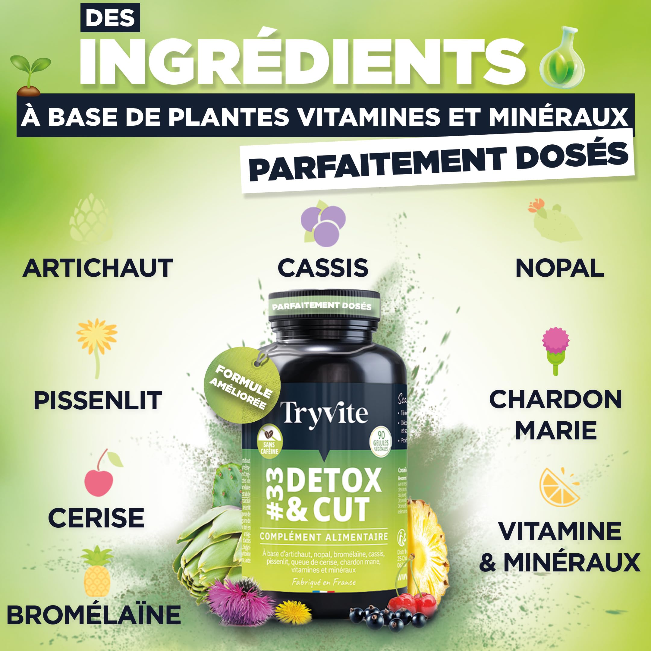 TRYVITE | Slimming, Lightness & Portion Management Formula | Milk Thistle, Artichoke, Nopal & Dandelion | 90 Capsules | Made in France | Enhanced Formula 2026 - 2