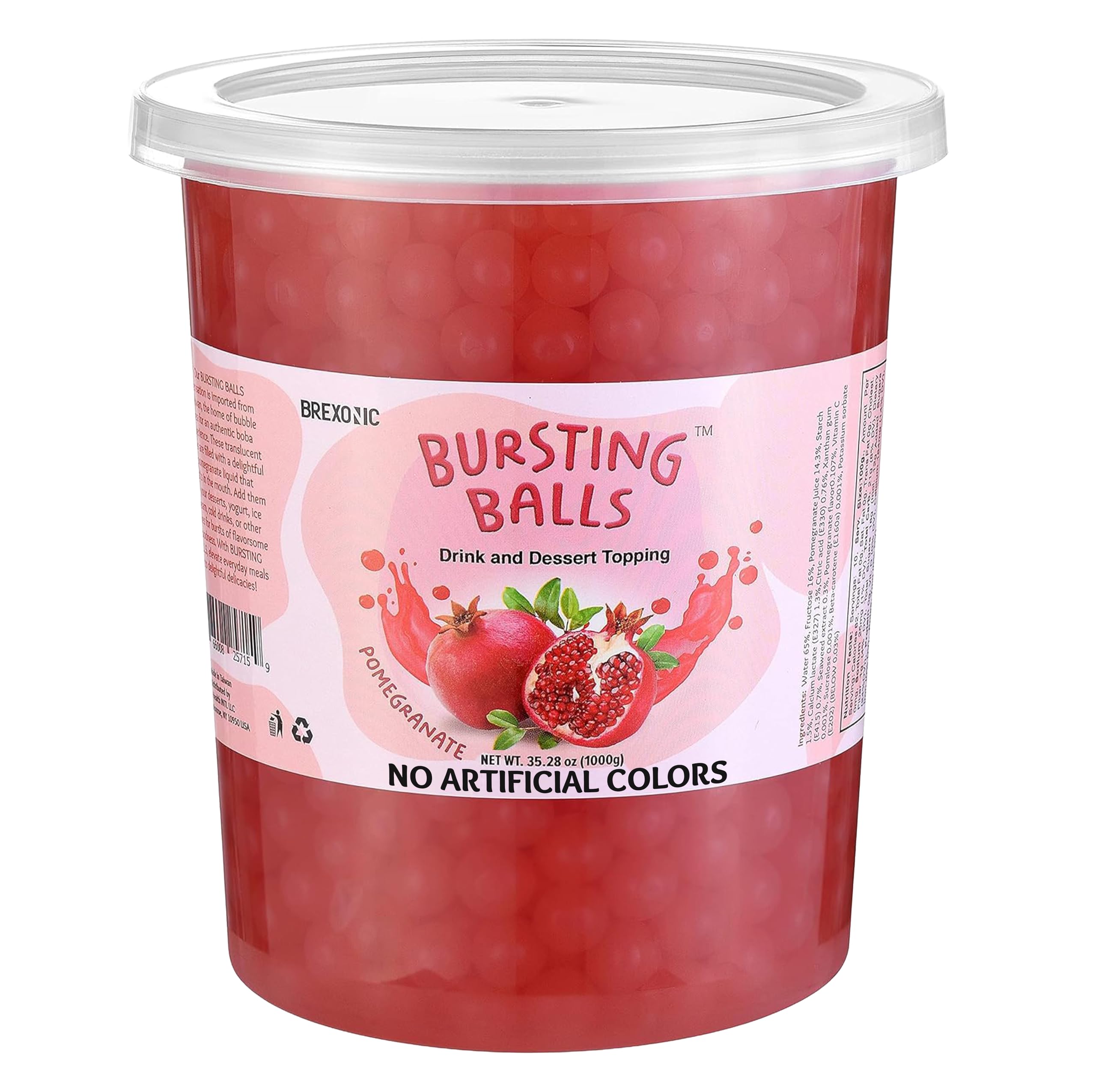 BREXONIC Popping Boba Pearls Bursting Tea Balls Drink & Dessert Topping Strawberry Mango Blueberry Passion Fruit Flavored Bubble Tea Tapioca Pearls (Pomegranate, 2 LB Pack of 1 Pomegranate 2 Pound (Pack of 1)