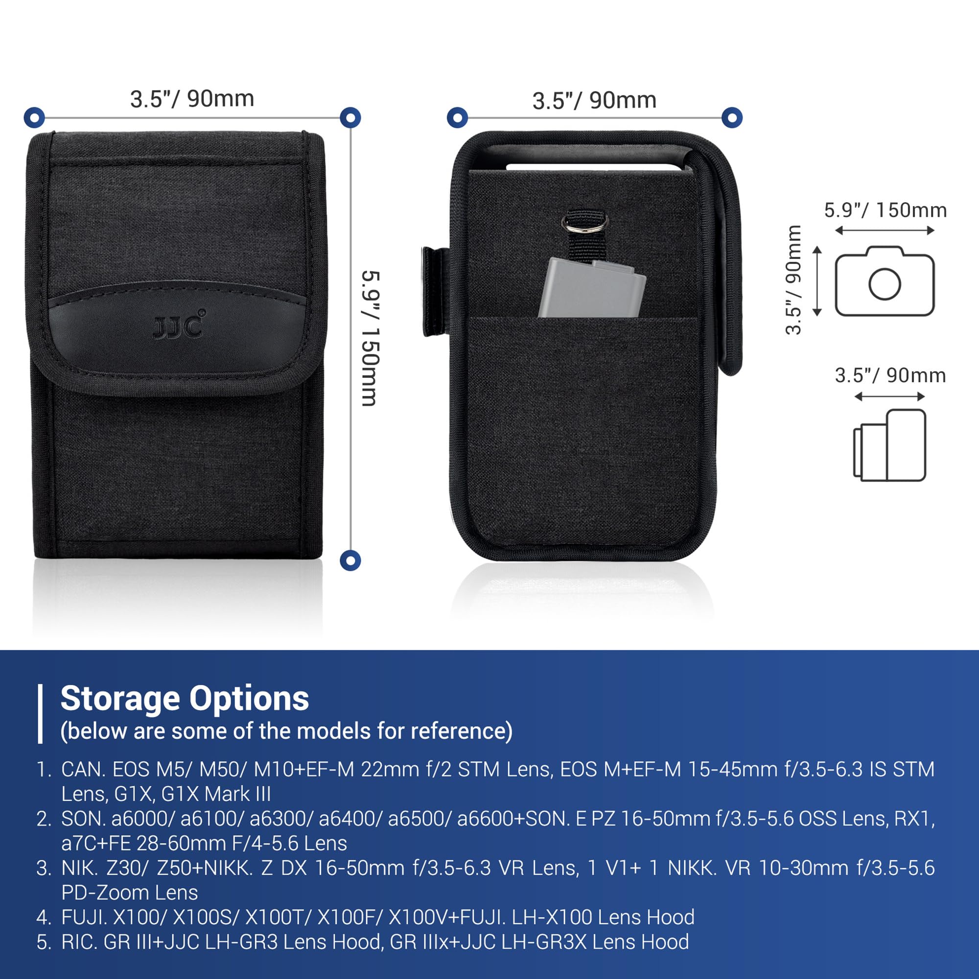 JJC Petite Housse Sacoche Appareil Photo Numérique, Pochette de Voyage pour Fujifilm X100VI X100V Sac de Transport Portable pour Sony a6700 a6600 a6500 a6400 avec 16-50mm pour Nikon Z30 Z50 pour GRIII