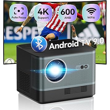 XJ-HOME ?Auto Focus/Keystone?Portable Projector Wifi 6 Bluetooth 4K 600 Ansi 20000 Lumens Full Hd 1080P Video Projector Outdoor Home Theater Compatible Ios/Android/Pc/Tv Stick/Usb