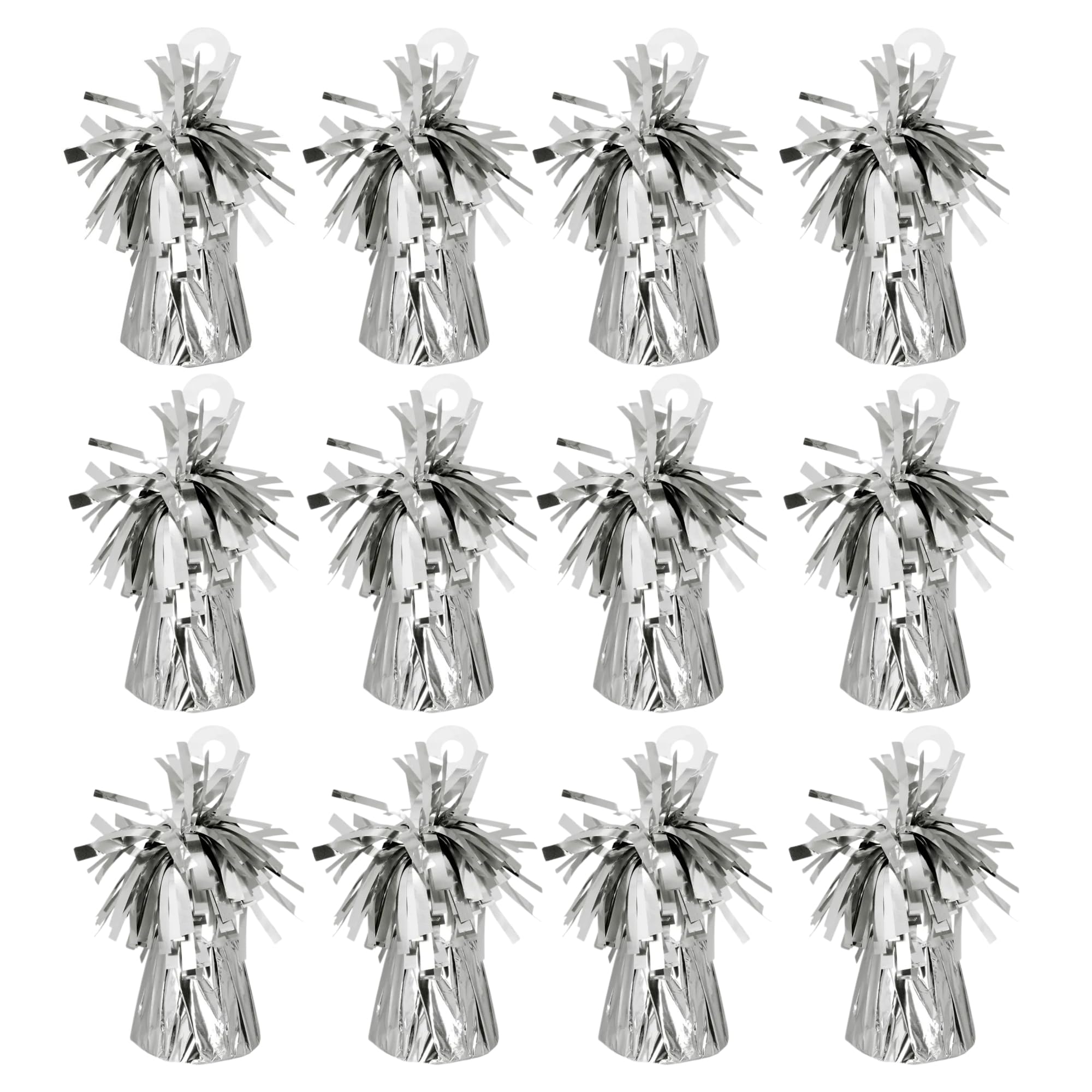 Foil Balloon Weights for Helium Balloons | Metallic Foil Balloon Holder | Birthday Parties, Events & Wedding Celebrations Decoration Accessory (Silver, Pack of 12)