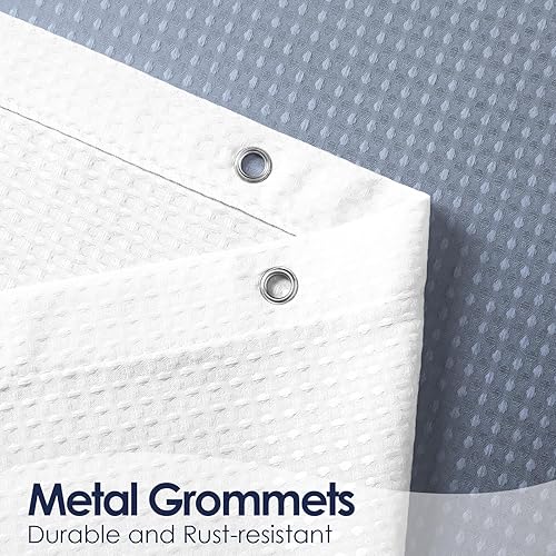 Vista 203 de MitoVilla Cortina de ducha extra larga de 72 x 84 pulgadas, cortina de ducha de tela gofre verde salvia de 84 pulgadas, cortinas de ducha de granja