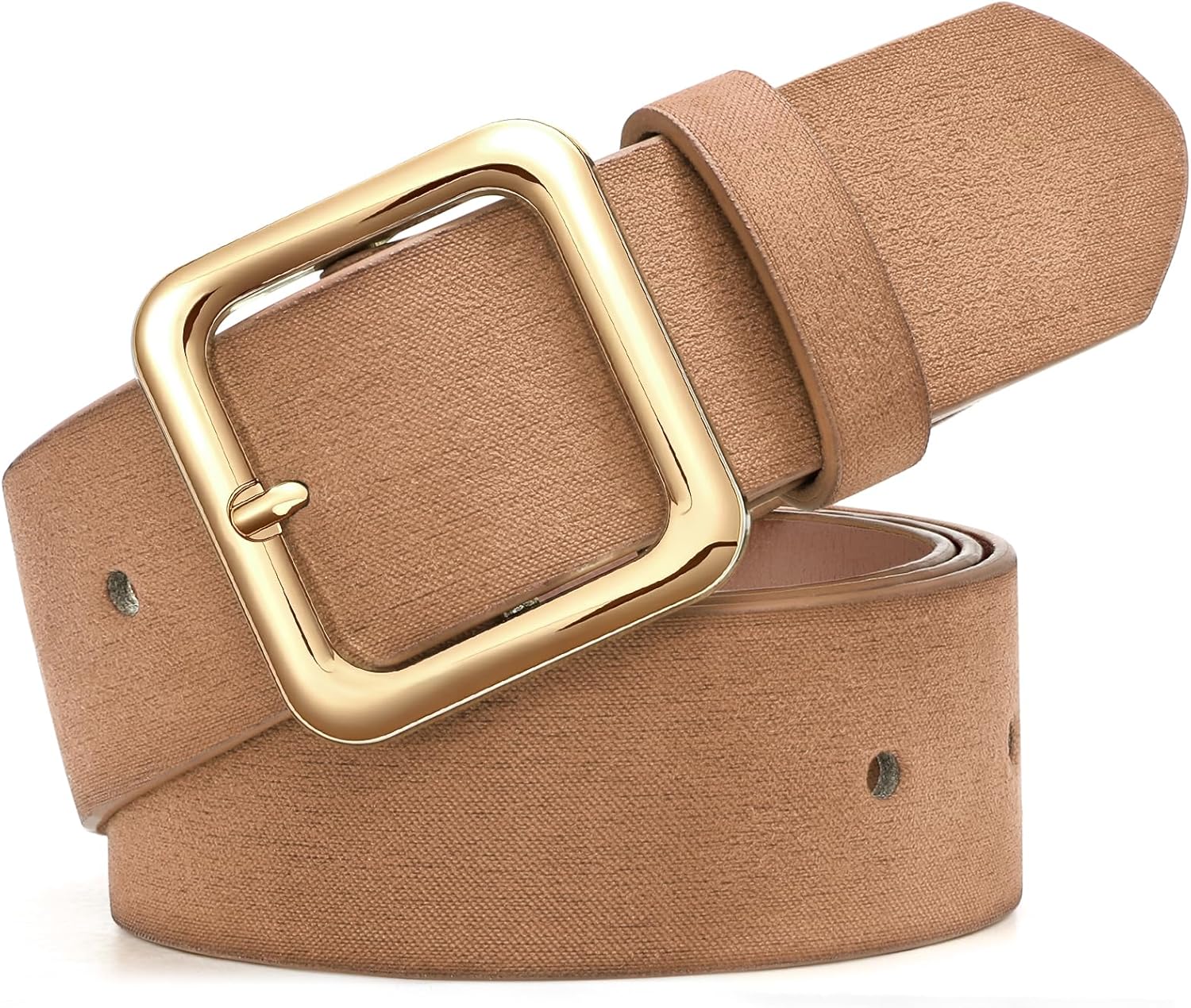 XZQTIVE Women’s Leather Belts for Jeans Pants Dresses Fashion Ladies Black Belt with Square Buckle