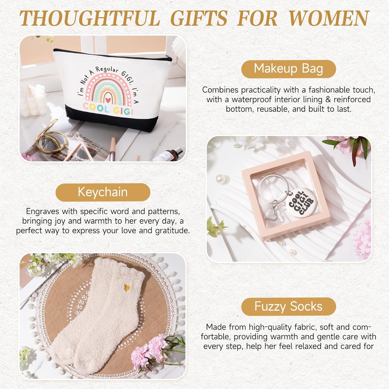 Gigi Gifts for Women Birthday Mothers Day Gifts Set from Granddaughter Grandson Grandchildren, Canvas Tote Bag Gift Basket Thanksgiving Ideas Gift for Grandmother - Image 7