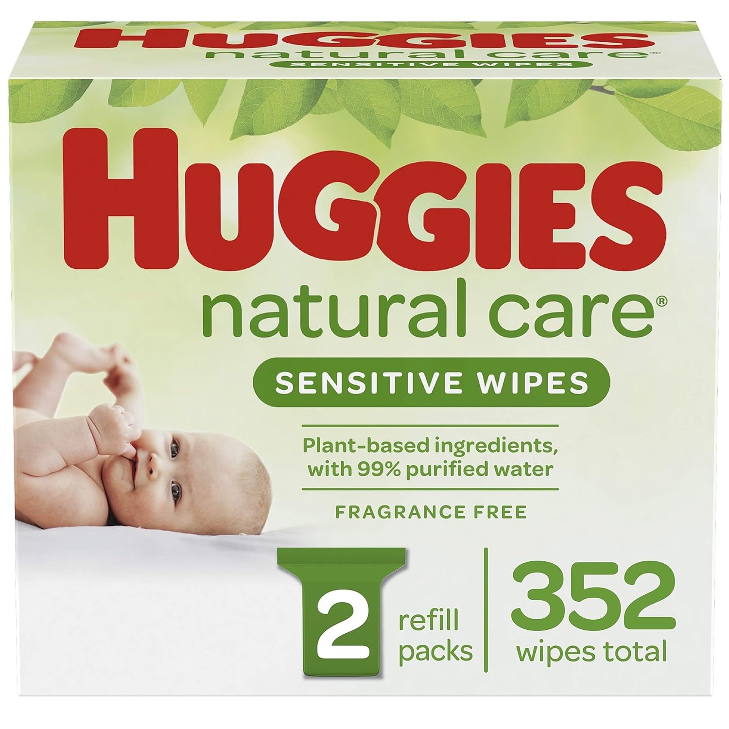 HUGGIES Natural Care Unscented Baby Wipes, Sensitive, 2 Refill Packs (352 Total Wipes) : Baby