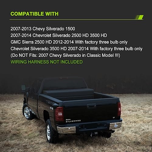 Miniatura 2 de Luces traseras compatibles con Chevy Silverado 1500 2500 HD 3500 HD 2007-2013 GMC Sierra 2500 HD 2012-2014 luces traseras sin arnés de cableado