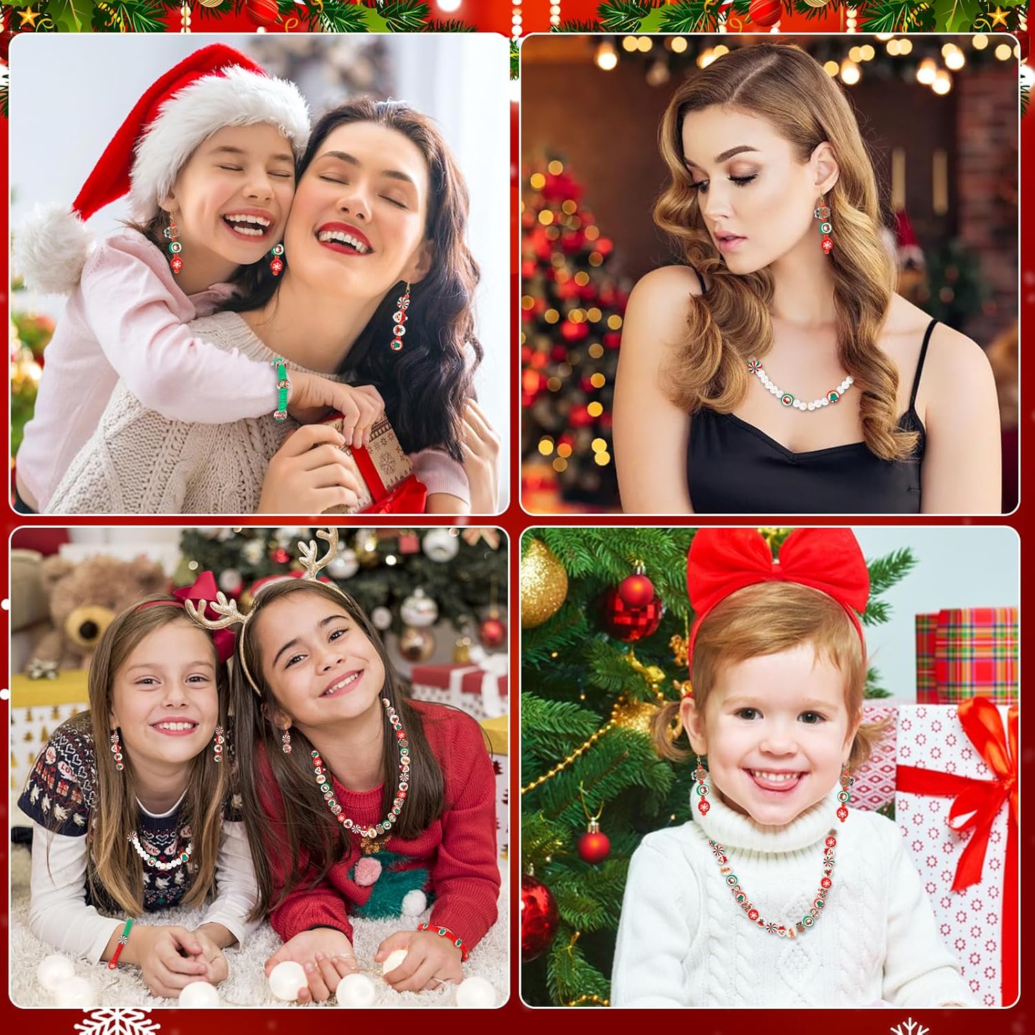 Augshy Christmas Polymer Clay Beads, 300PCS Xmas Heishi Spacer Assorted Santa Claus Snowflakes Snowman Gingerbread Man for Bracelet Necklace Jewelry Making - Image 7