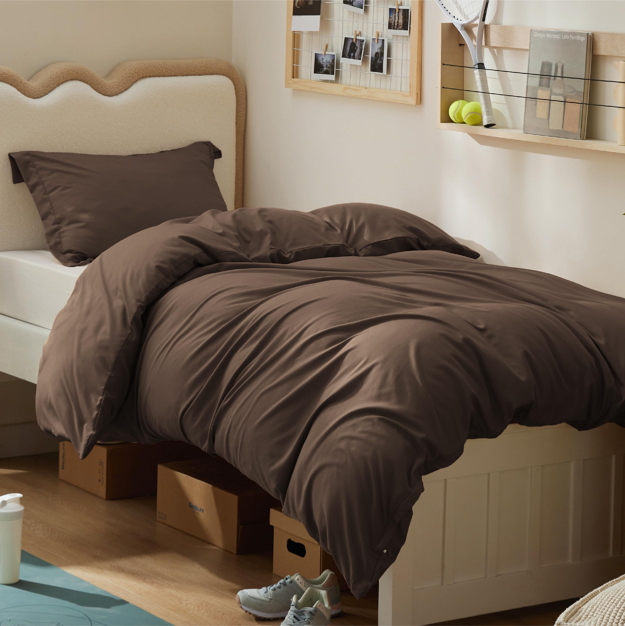 Bedsure Twin/Twin XL Duvet Cover, Double Brushed Bedding Set, Dark Brown