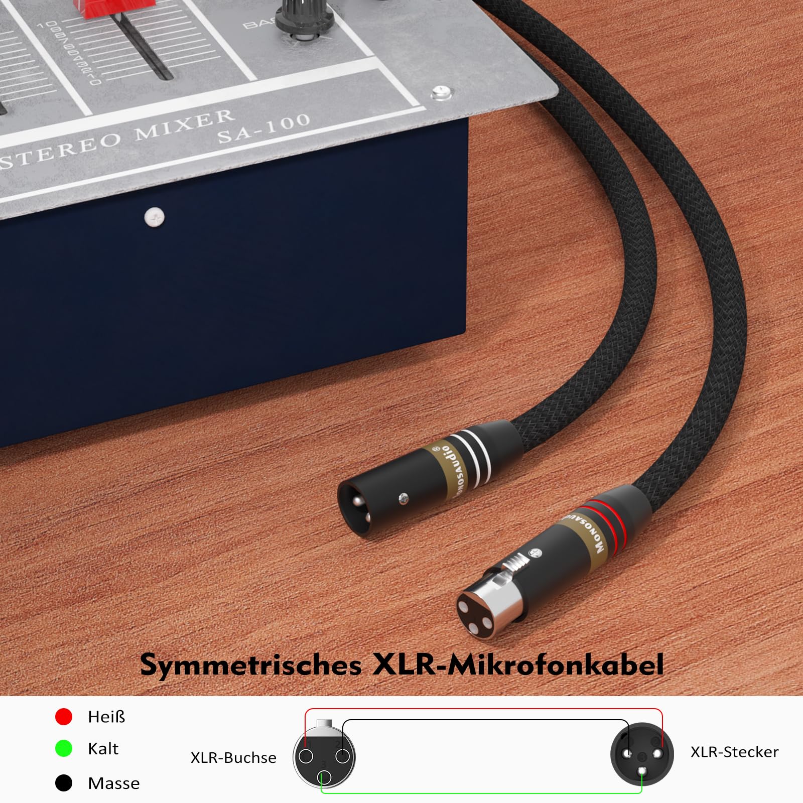 Monosaudio-Paar A202X 5N OFC - Cavo di collegamento RCA placcato in rame placcato argento (1M/3.2FT)
