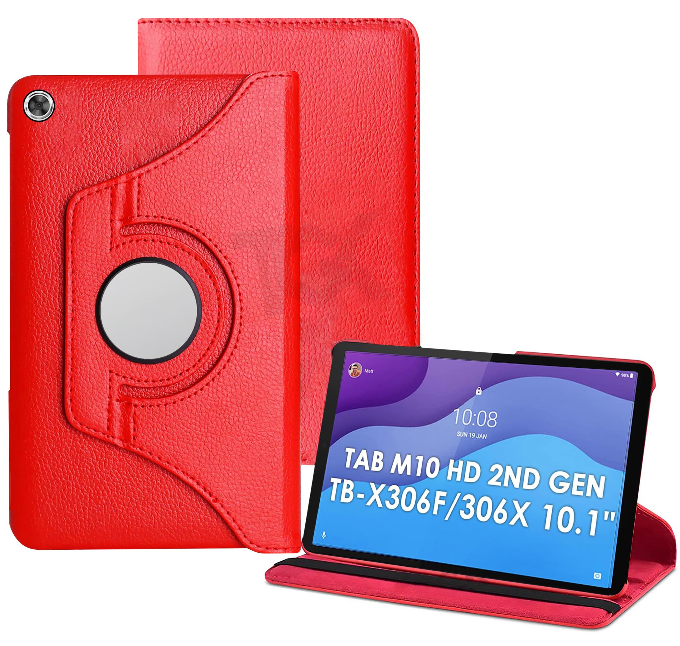 TGK Rotating Cover for Lenovo Tab M10 HD 2nd Gen TB-X306X / Smart Tab M10 HD 2nd Gen TB-X306F (Red) 360 Degree Leather Smart Rotary Swivel Stand Case (B09CGQD585) Amazon Price History, Amazon Price Tracker