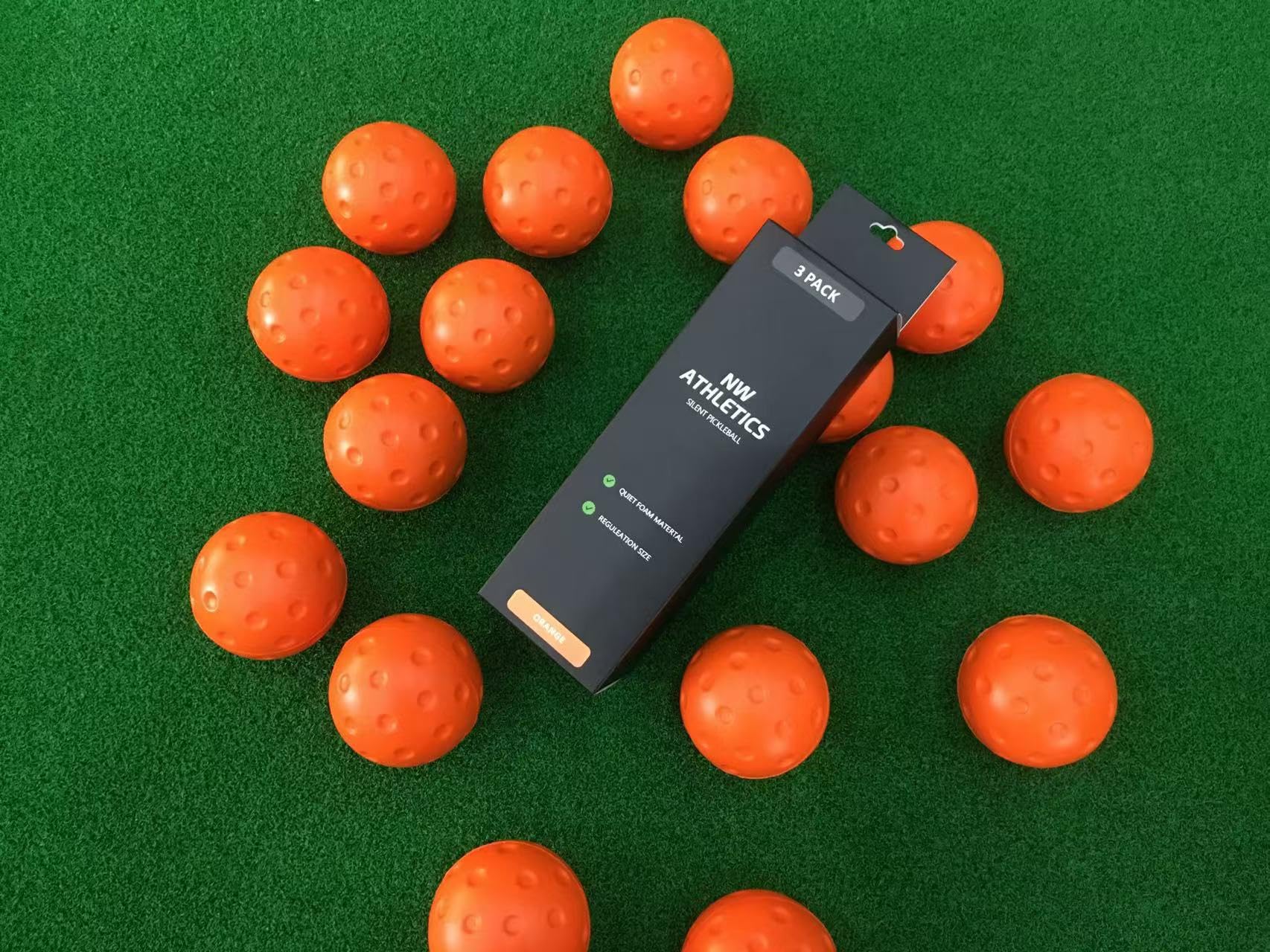 NW Athletics Silent Pickleballs, Quiet Foam Core, Reduced Noise, 3-Pack