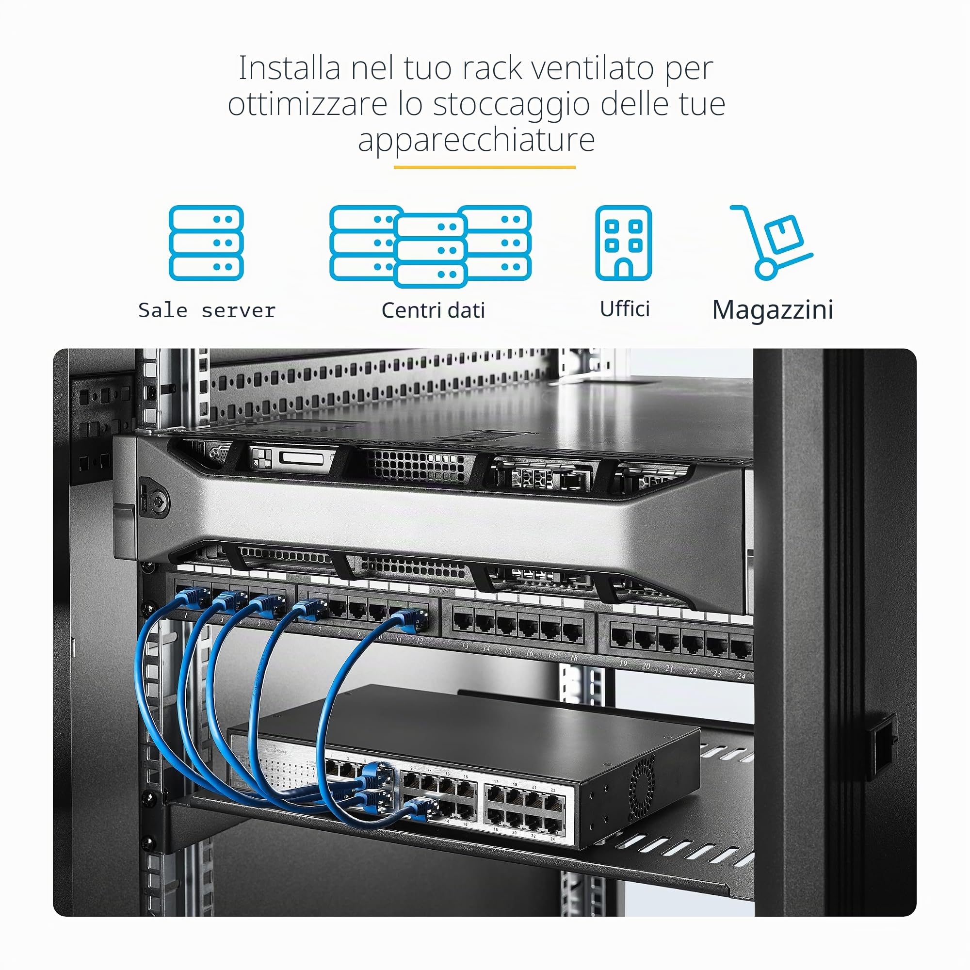 StarTech 2 Ripiani Rack 1U Ventilati a Sbalzo 19", 40cm (CABSHELF116V2PK) | Acciaio Resistente, Griglia di Ventilazione per Dissipazione del Calore, Compatibile con Armadi di Rete, Set da 2 Pezzi