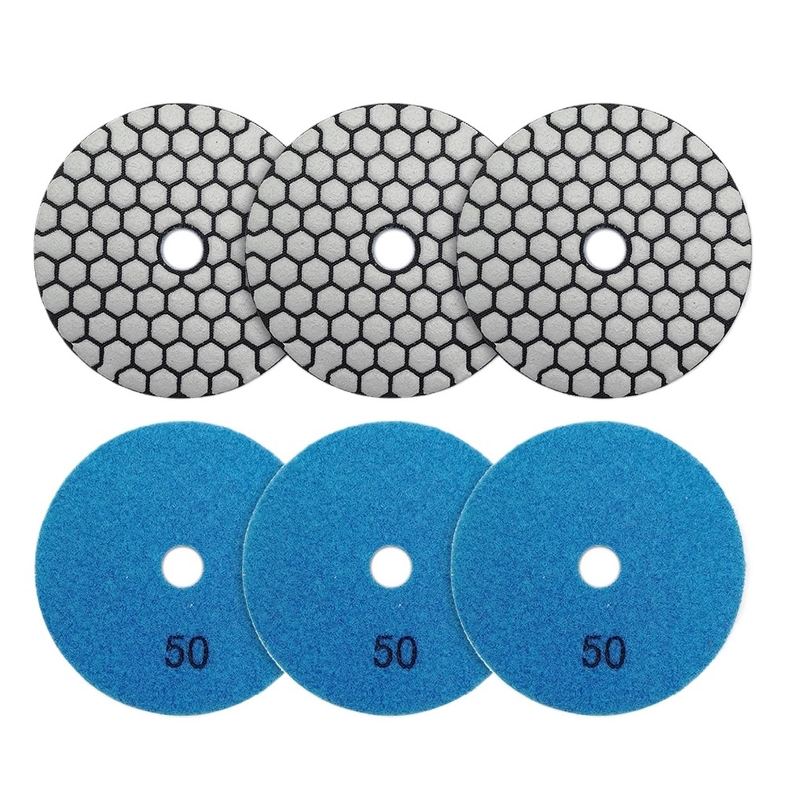 Almohadillas de pulido 6/7 Uds. Almohadilla de disco pulido diamante 4 pulgadas y 100mm grano 50 for pulidor cerámica granito mármol lijado(6pcs Grit 50)