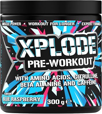 SCI-MX X-PLODE Pre-Workout 300g   Blue Raspberry Flavour   250mg Caffeine | Blue Raspberry Pre Workout   High Caffeine Formula   Energy & Focus Support   Boosts Performance   Training Intensity