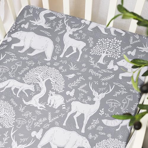 Miniatura 3 de Woodland - Sábanas ajustadas para cuna para bebé, sábana de algodón orgánico suave para niños y niñas, se adapta a colchones estándar para cuna y