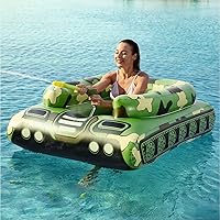 Jasonwell Inflatable Tank Pool Float with Water Cannon - Green Swim Raft for Kids, Adults, Lake, Beach & Pool Parties
