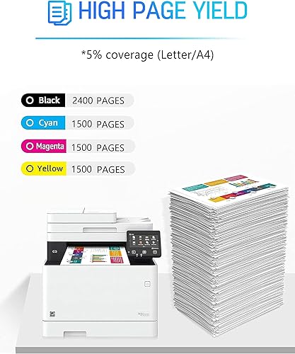 Miniatura 3 de 131 Cartucho de tóner de repuesto para Canon 131 para impresora Color ImageCLASS MF8280Cw MF624Cw MF628Cw (negro, cian, magenta, amarillo, paquete