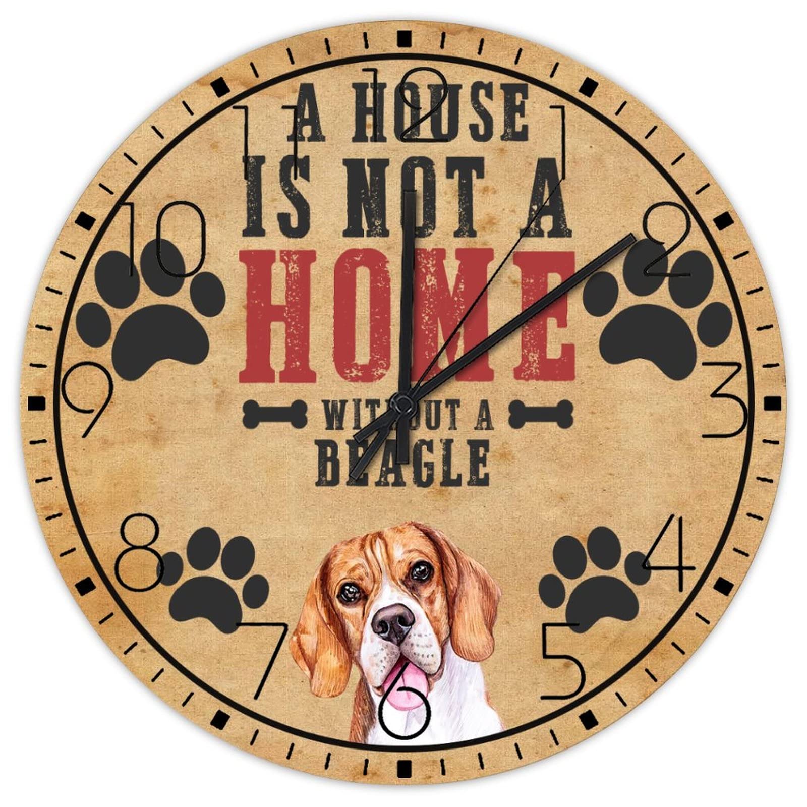 Horloges murales silencieuses sans tic tac 30 cm bois vintage chien