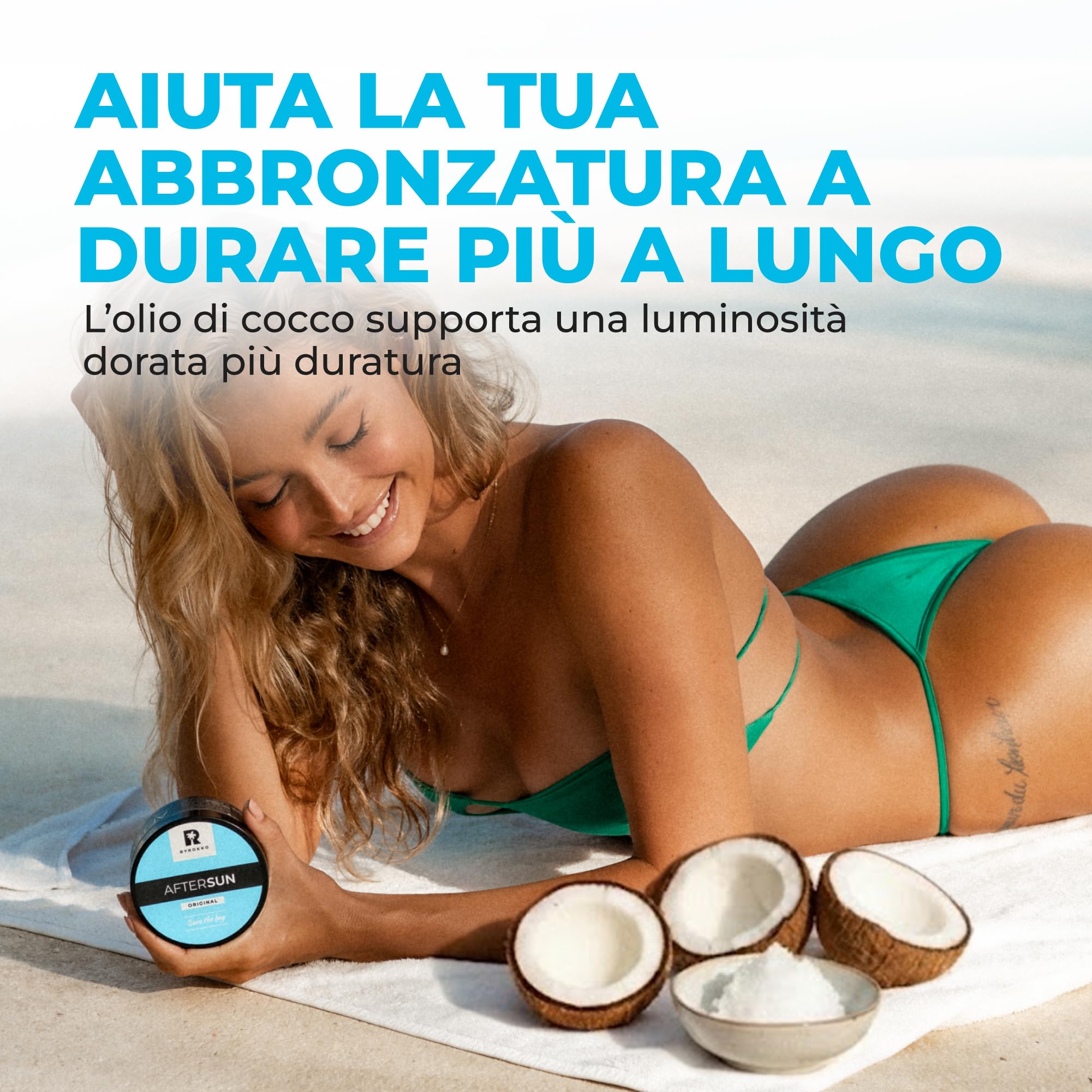 BYROKKO Crema doposole, lozione abbronzante naturale con mentolo, burro di mango e vitamina E, raffredda, idrata e nutre la pelle esposta al sole, vegana, senza parabeni, conservante per abbronzatura