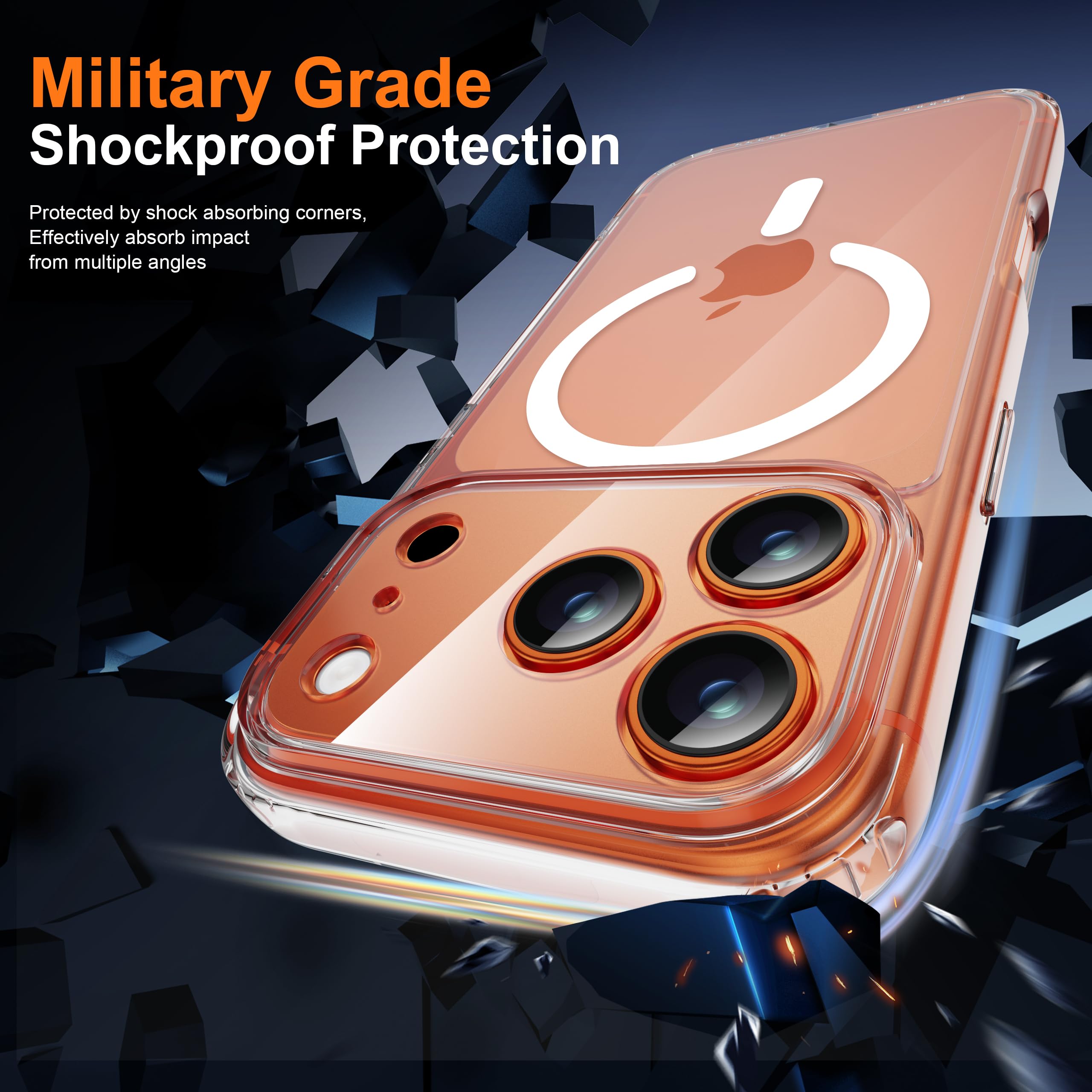 ORETECH Magnetica Cover per iPhone 17 Pro Max 6,9" con 2 Vetro Temperato, Compatibile con MagSafe,Protezione Completa Della Fotocamera, Anti-Graffio Antiurto Ultra Sottile Hard PC Cover-Trasparente