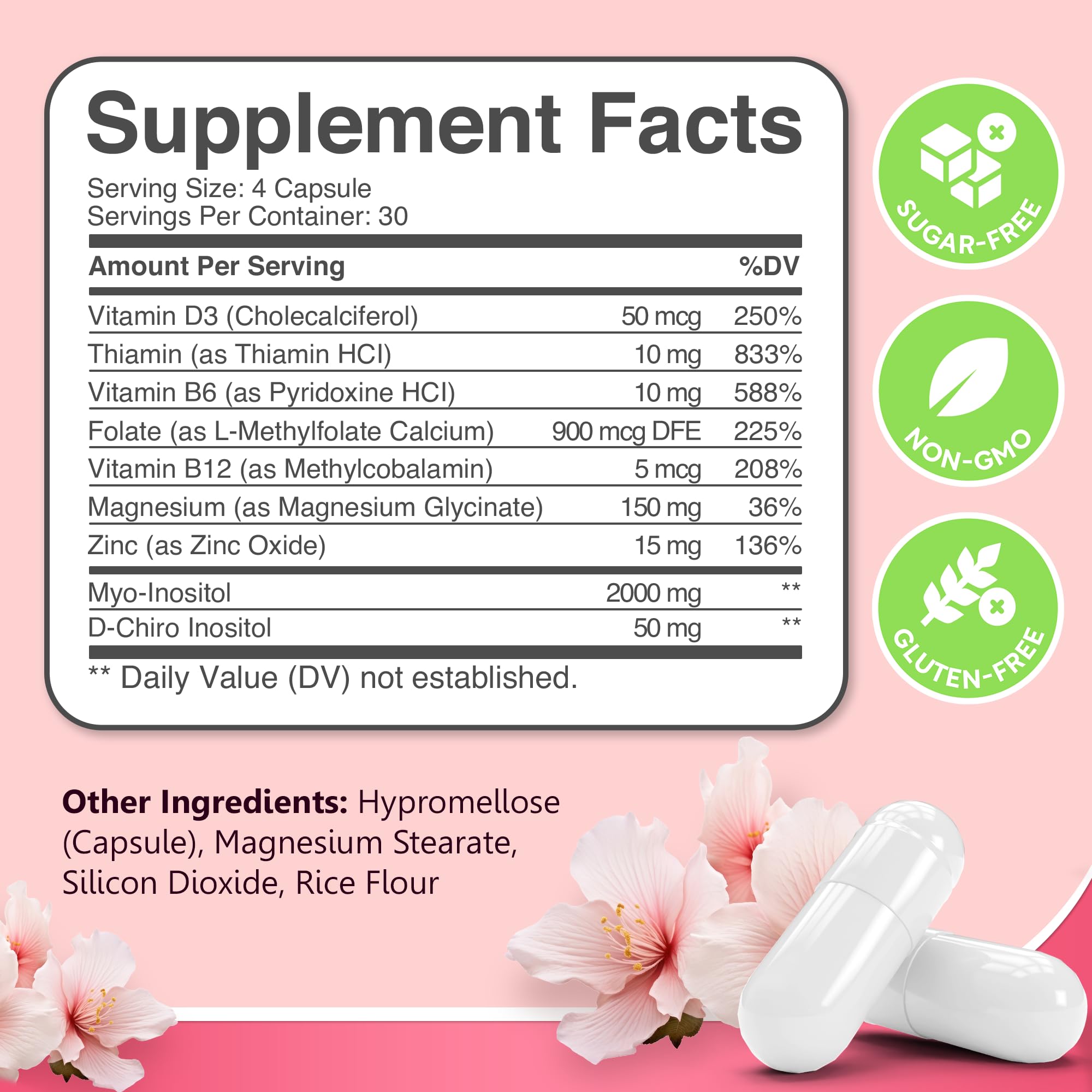 Myo-Inositol & D-Chiro Inositol Supplement for Women 120ct Ideal 40:1 Ratio — Amazon image 8